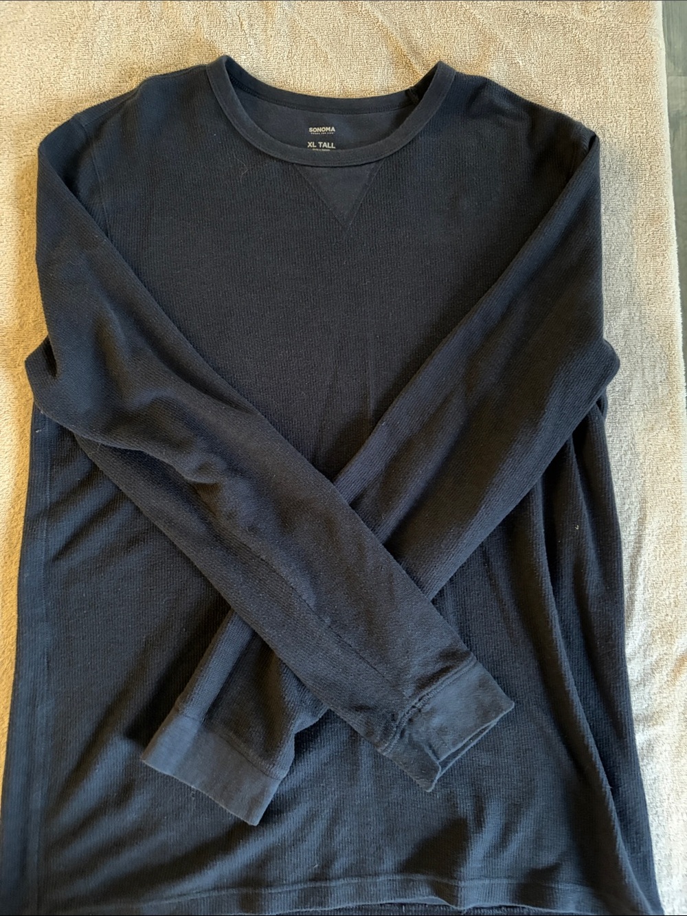 Sonoma Navy Waffle-Knit Crewneck Thermal